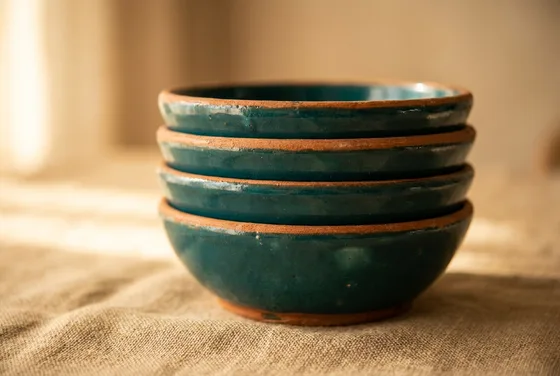 Bols en céramique marocaine émaillée en turquoise